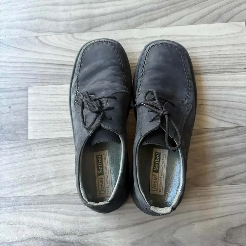 Josef Seibel Men's 10 Grey Suede Moccasin Oxford Shoes 47014